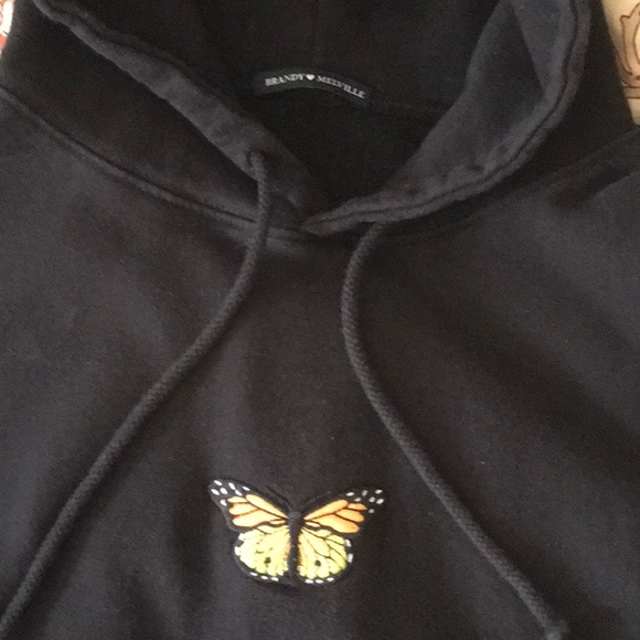 Brandy Melville Black Oversized Butterfly Pullover Hoody Sweatshirt. - Picture 4 of 6
